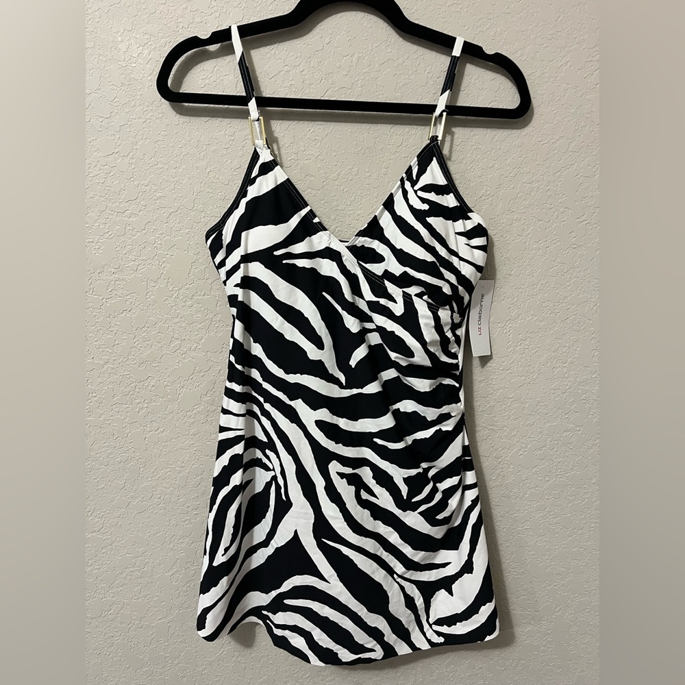 Liz Claiborne Black and White Zebra One Piece Swimsuit